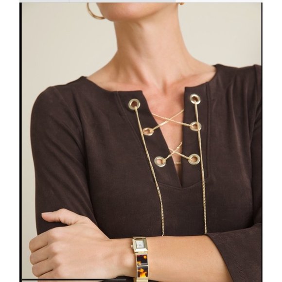 NWOT   CHICO’S FAUX-TORTOISE STRAP WATCH - Picture 2 of 11